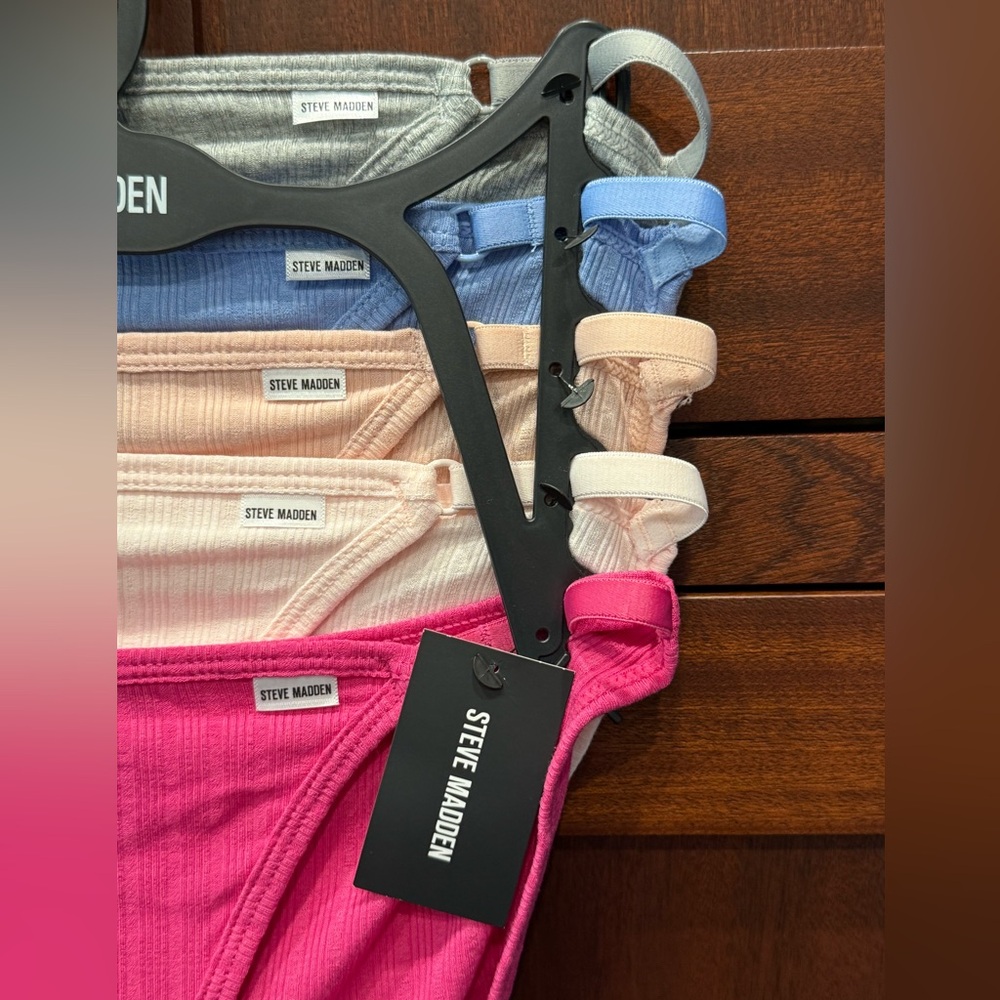 Steve Madden NWT Size S 5Pk Pinks, Blue, Gray, & Cream Ribbed Panties (I032) - Picture 2 of 10
